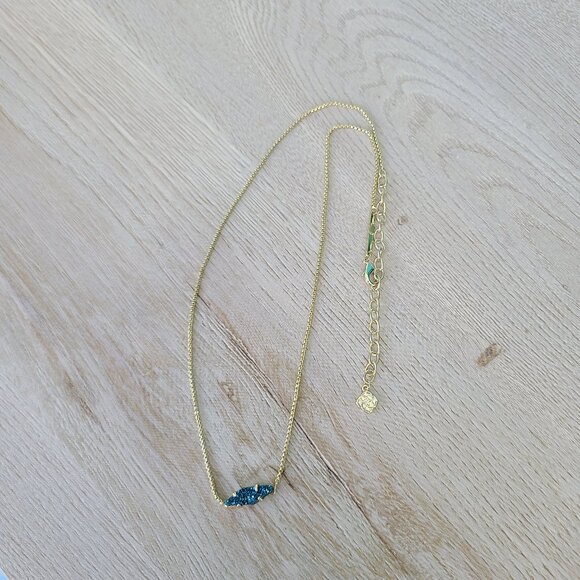 Kendra Scott Jewelry - Kendra Scott Bridgete Gold Pendant Necklace in Blue Drusy